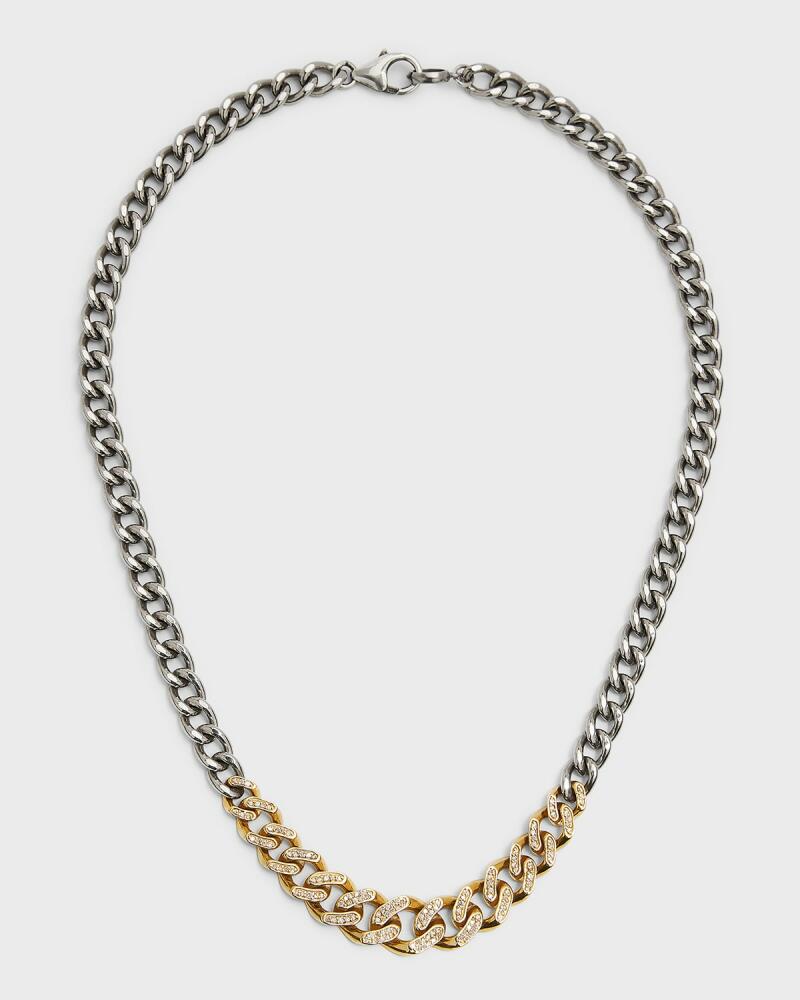 Sheryl Lowe Mixed Metal Pave Diamond Graduated Curb Chain Necklace Cover