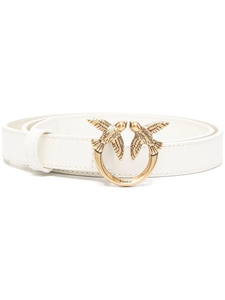 PINKO love bird buckle belt - White Cover