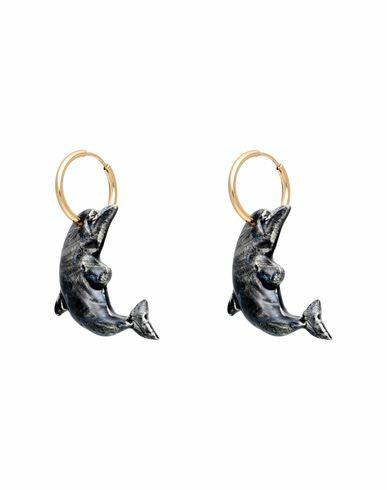 Levens Jewels Dolphin Hoops Black Woman Earrings Steel grey Clay, Brass, Enamel Cover