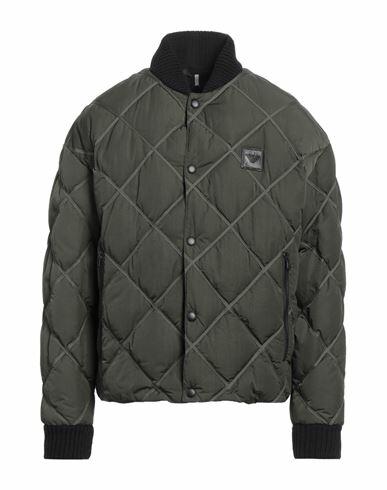 Emporio Armani Man Puffer Military green Polyamide, Virgin Wool, Acrylic Cover