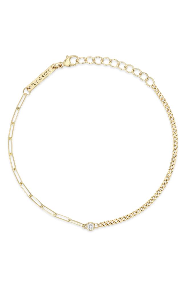 Zoë Chicco Diamond Pendant Mixed Chain Bracelet in 14K Yellow Gold Cover