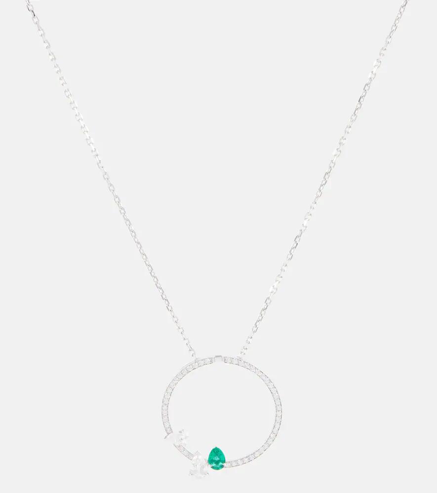 Repossi White gold emerald necklace with pavé diamonds Cover