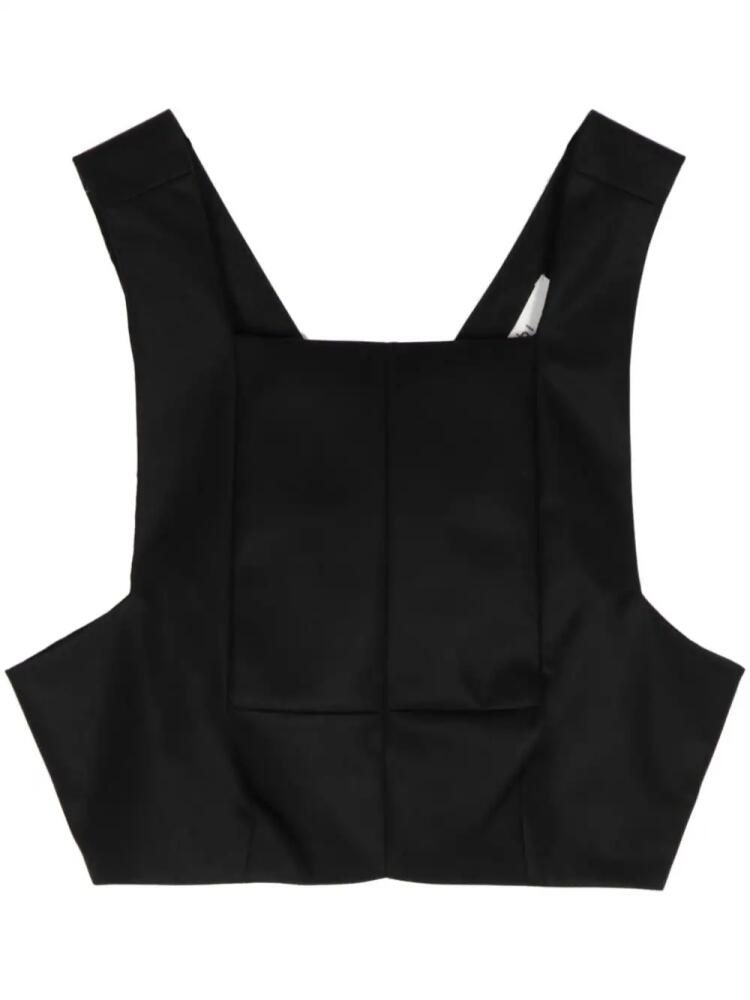 Tibi square-neck cotton-blend tank top - Black Cover