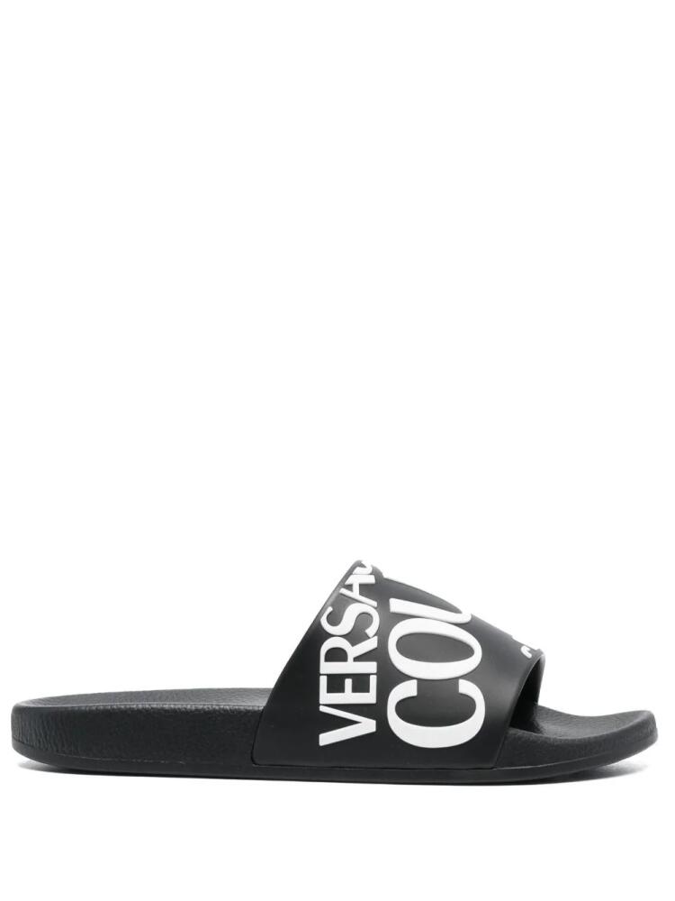 Versace Jeans Couture logo-print moulded-footbed slides - Black Cover