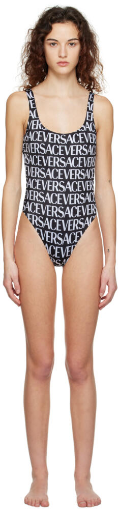 Versace Underwear Black Low Back One-Piece Cover