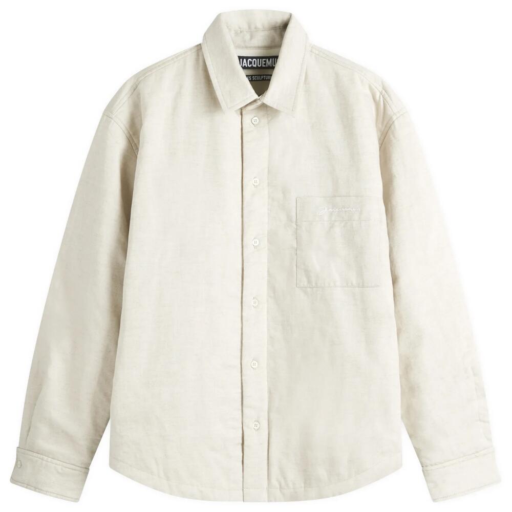 Jacquemus Men's Baker Quilted Overshirt in Light Beige Cover