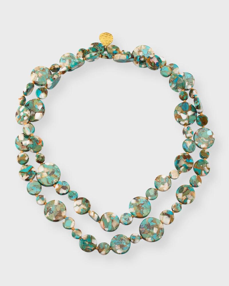 Devon Leigh Long Turquoise and Pearly Coin Necklace, 36"L Cover