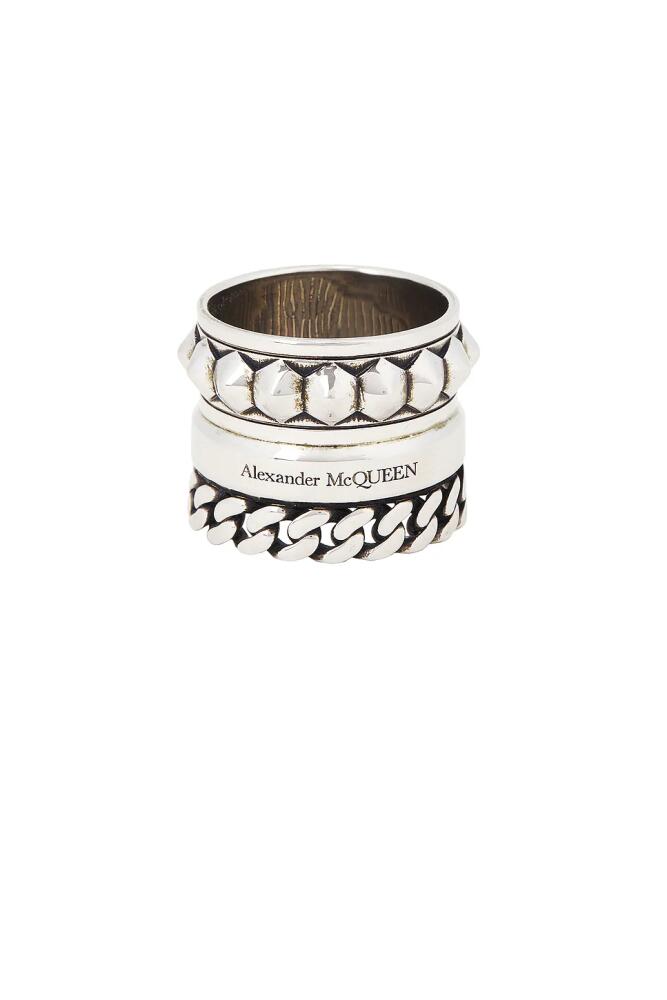 Alexander McQueen Punk Multilayer Ring in Metallic Silver Cover