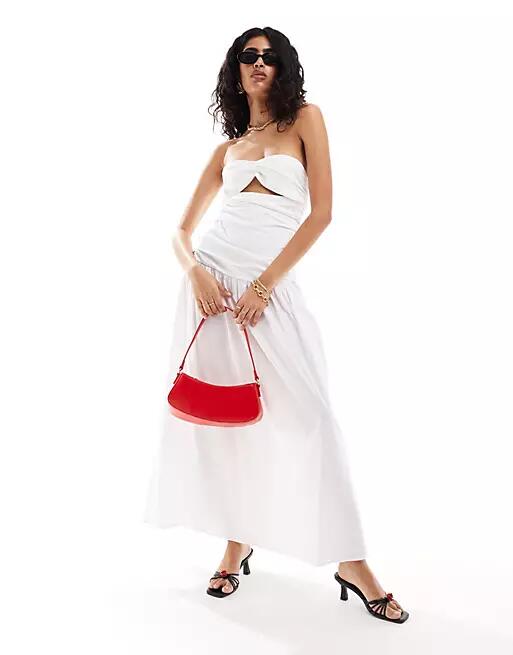 4th & Reckless bandeau cut out dropped waist maxi dress in white Cover