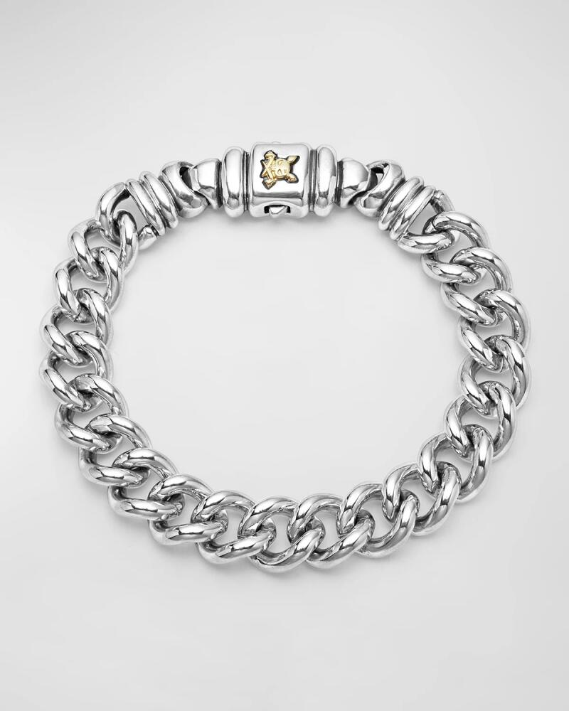 LAGOS Men's Sterling Silver and 18K Gold Anthem Curb Krunch Crest Chain Bracelet, Size 7 Cover