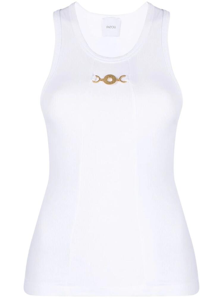 Patou logo-charm cotton tank top - White Cover