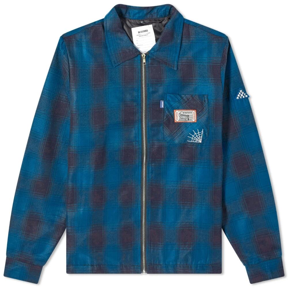 Deva States Men's Cobweb Flannel Overshirt in Blue Cover