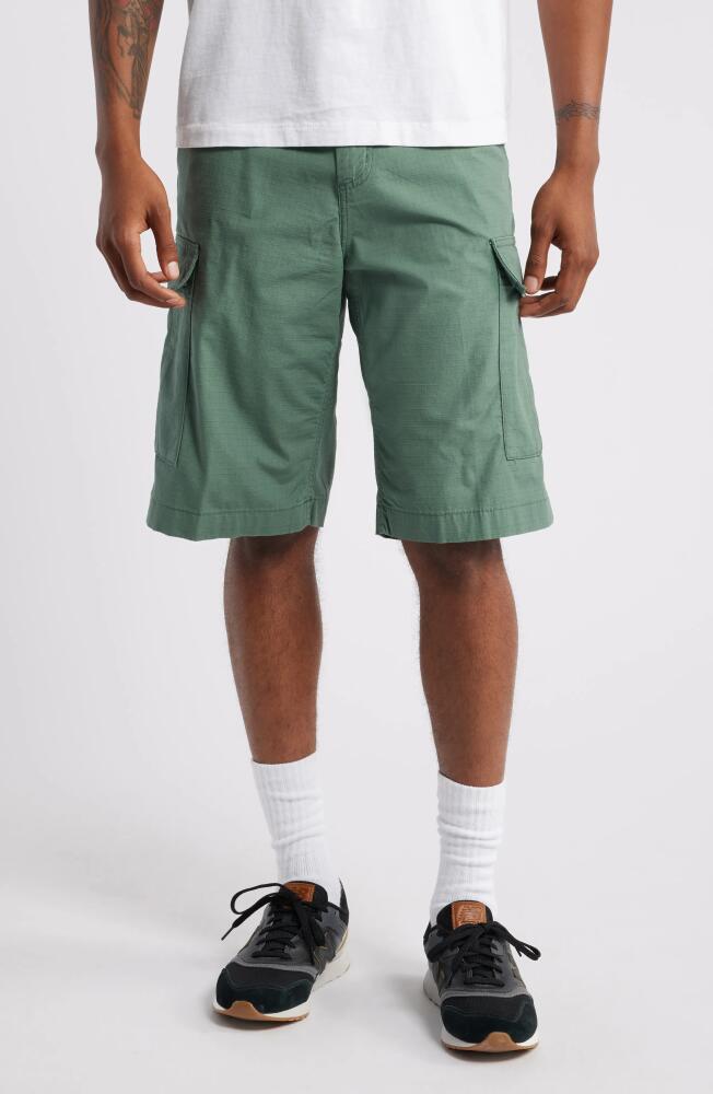 Carhartt Work In Progress Cotton Ripstop Cargo Shorts in Duck Green Rinsed Cover