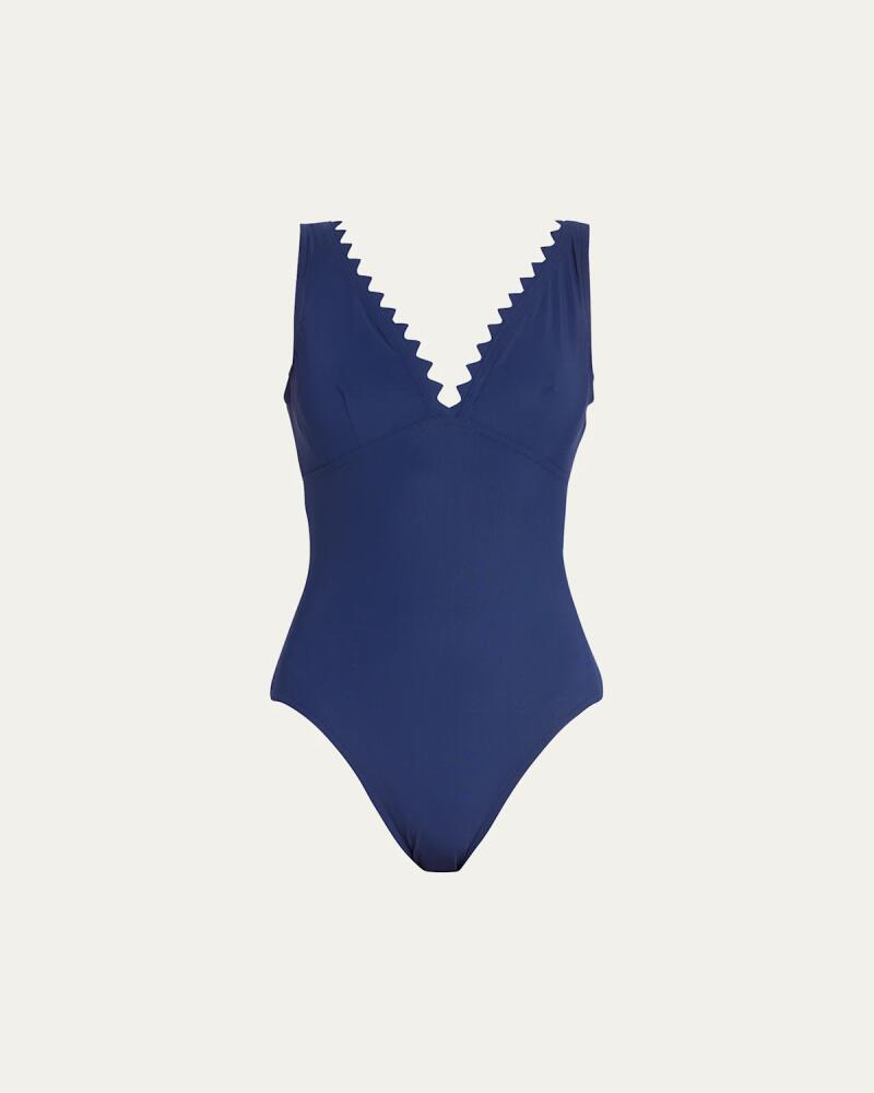 Karla Colletto Ines Scallop V-Neck One-Piece Swimsuit Cover