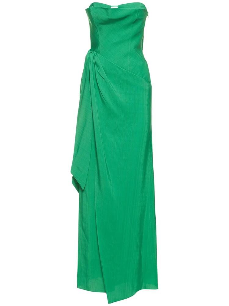 ROSIE ASSOULIN Draped Fluid Viscose Long Dress W/knot Cover