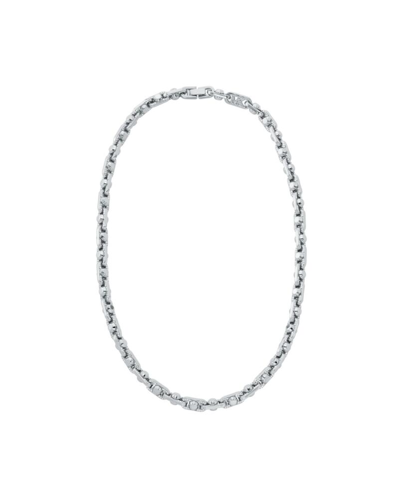 Michael Kors Brass Pave Astor Link Chain Necklace - Silver Cover