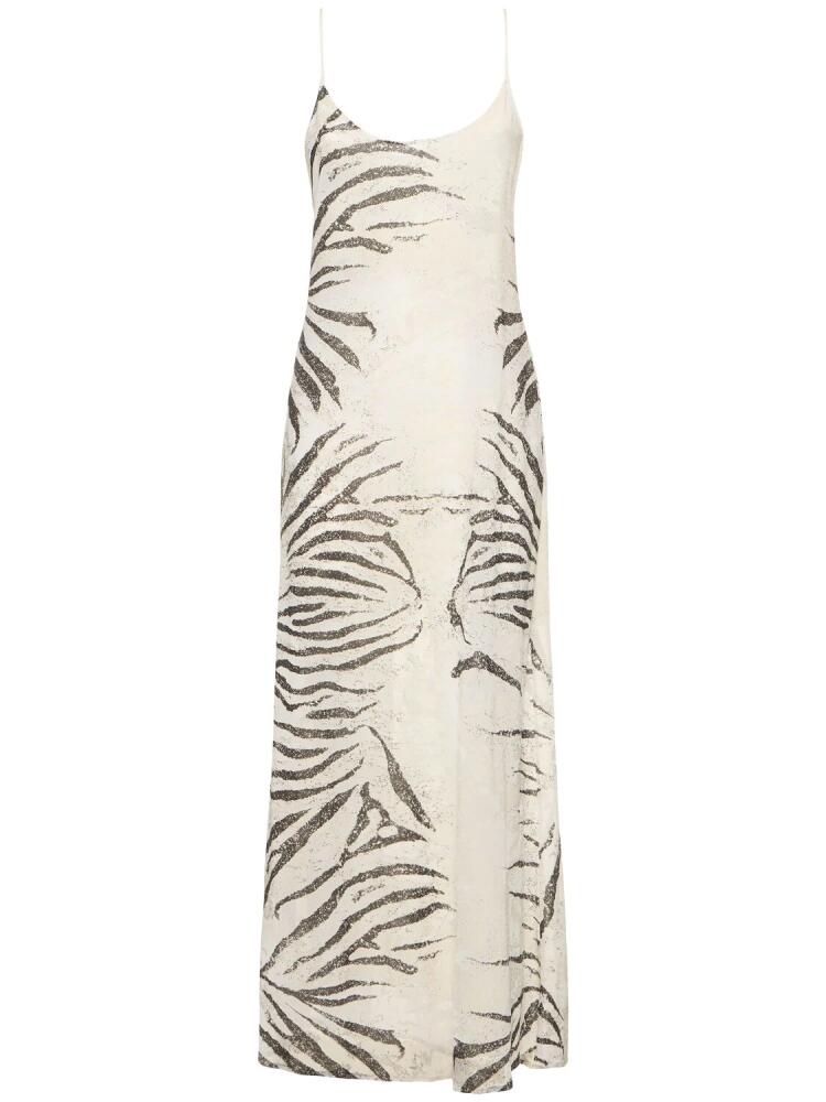 ROBERTO CAVALLI Zebra Printed Viscose Devoré Long Dress Cover