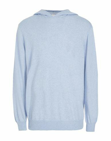 8 By Yoox Wool Blend Plain Knit Relaxed Fit Hoodie Man Sweater Sky blue Recycled polyamide, Lyocell, Recycled wool, Recycled cashmere Cover