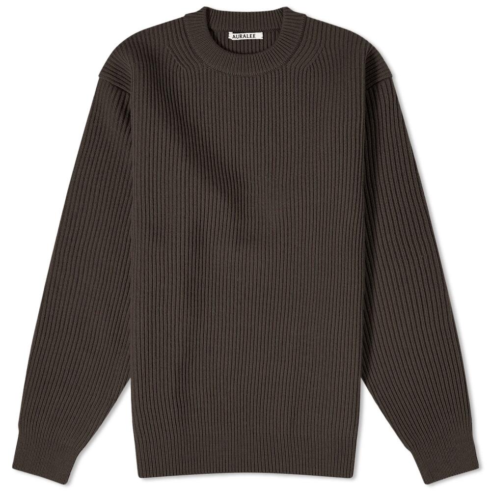 Auralee Men's French Merino Rib Cardigan in Dark Brown Cover