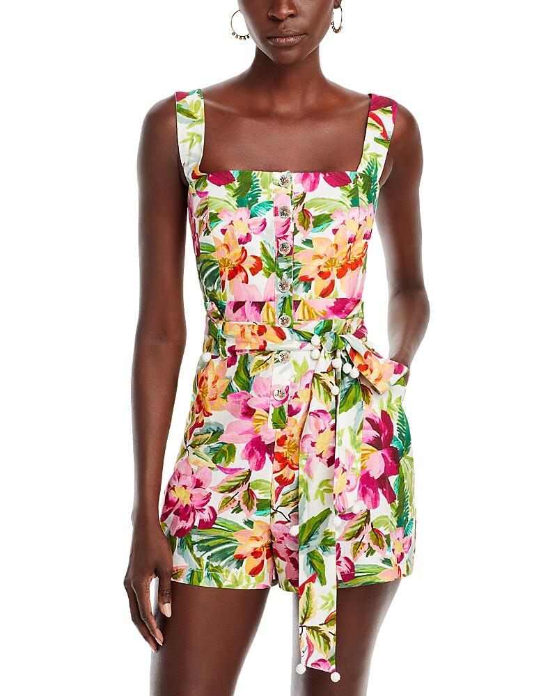 Farm Rio Painted Flowers Sleeveless Romper - Exclusive Cover