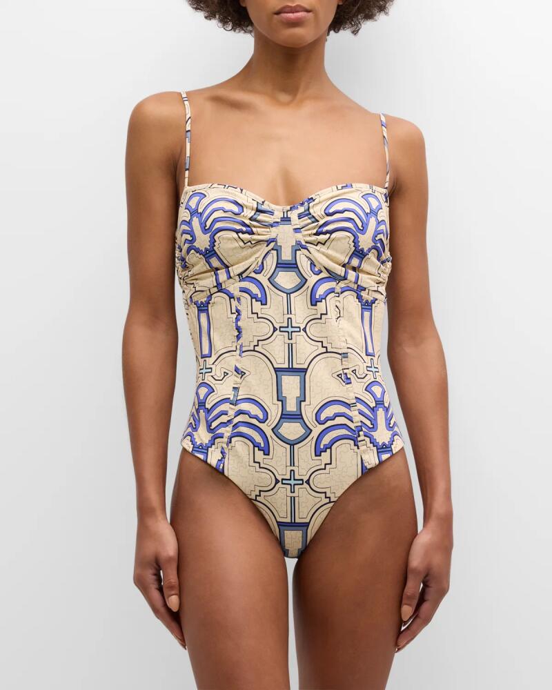 Johanna Ortiz Lagoon Lure Bustier One-Piece Swimsuit Cover