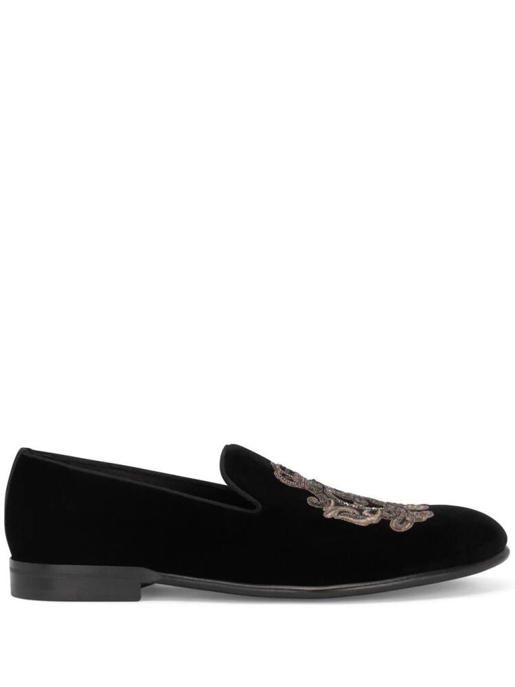 Dolce & Gabbana embroidered velvet slippers - Black Cover