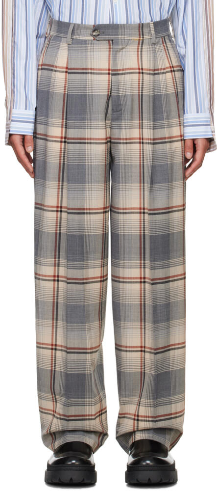 Marni Gray & Beige Checked Trousers Cover