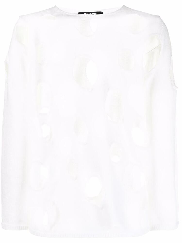 Black Comme Des Garçons cut-out hole jumper - White Cover