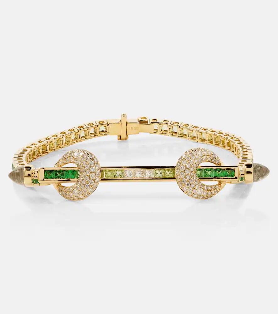 Ananya Chakra 18kt gold bracelet with diamonds, quartz, tsavorites, and peridots Cover