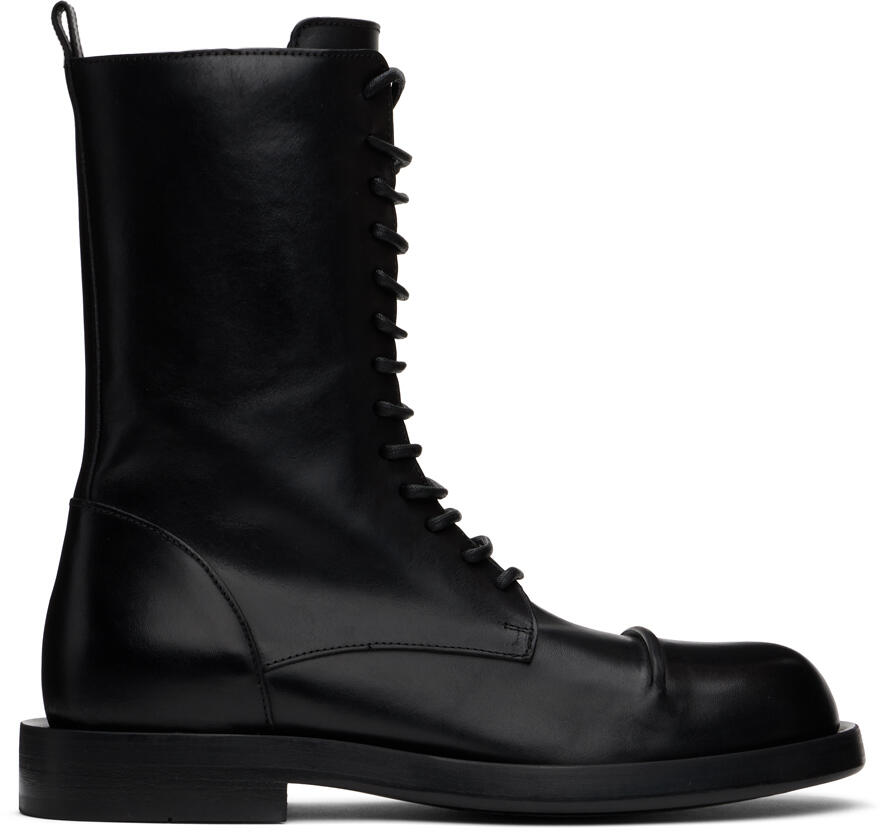 Ann Demeulemeester Black Gillian Pintuck Combat Boots Cover