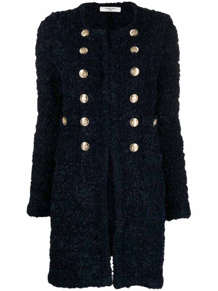 Charlott double-breasted bouclé coat - Blue Cover