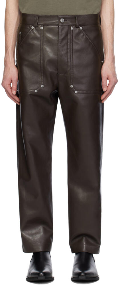 Nanushka Brown Quido Regenerated Leather Trousers Cover