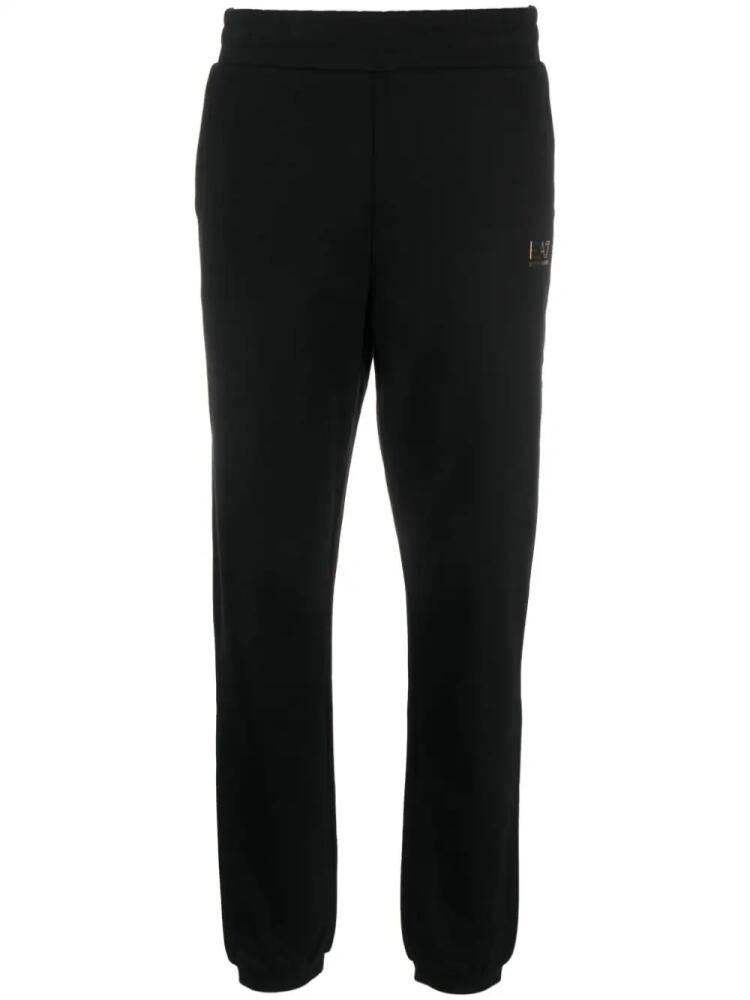 Ea7 Emporio Armani logo-print cropped track pants - Black Cover