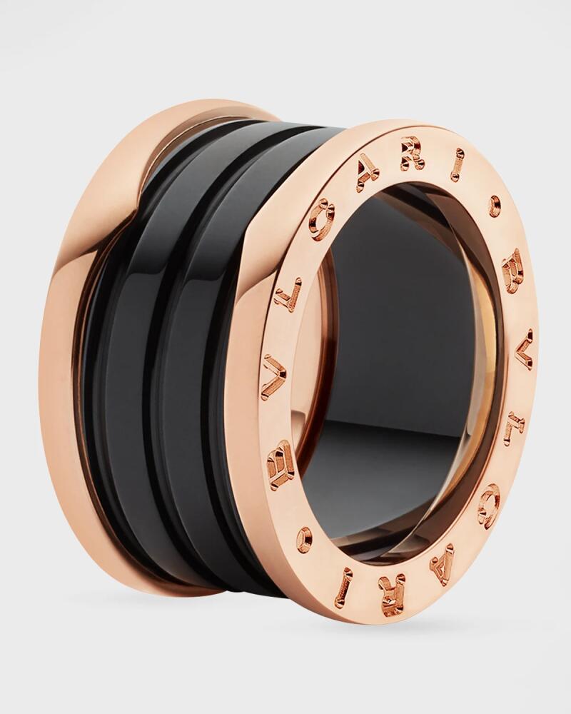 BVLGARI B. Zero1 18K Rose Gold Black Ceramic Ring Cover