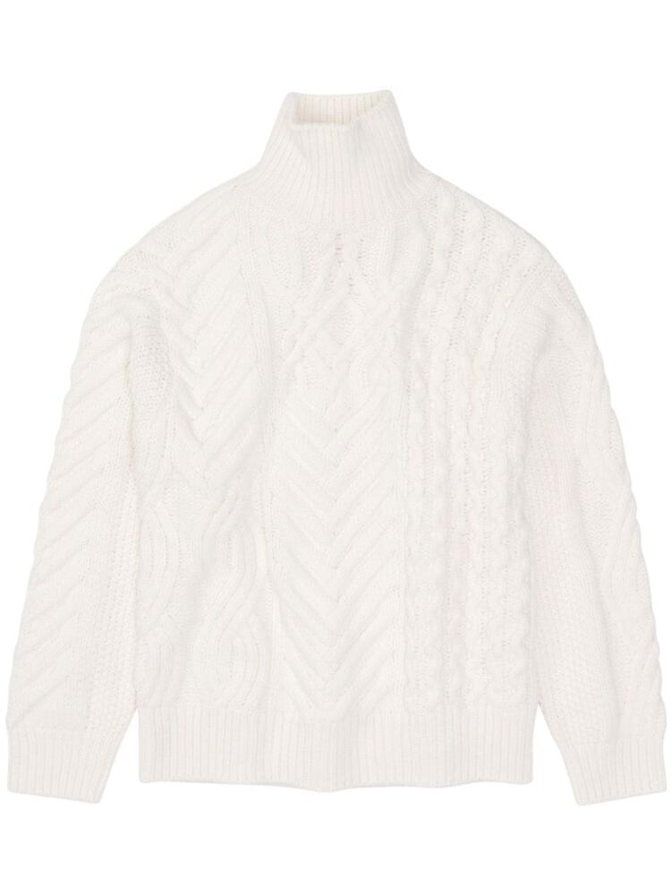 Closed cable-knit jumper - White Cover