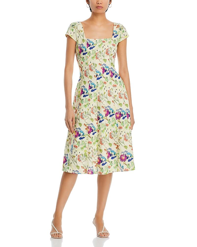 Bagatelle Printed Square Neck Seamed Flare Midi Dress Cover