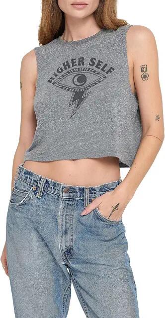 Spiritual Gangster Elevated Eye Callie Crop Tank (Heather Grey) Women's Clothing Cover