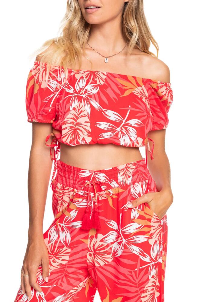 Roxy Dear Amor Ruched Crop Top in Hibiscus Seaside Tropics V1 Cover