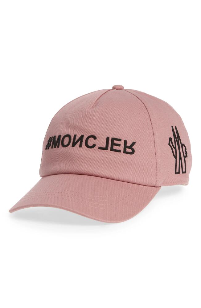 Moncler Grenoble Hashtag Logo Gabardine Adjustable Baseball Cap in Pink Cover