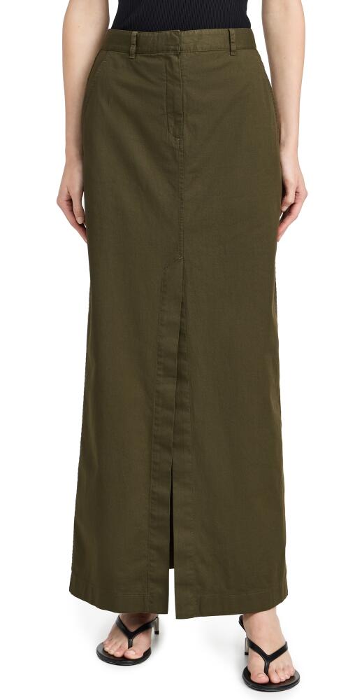 Theory Front Vented Maxi Skirt Dark Olive Cover