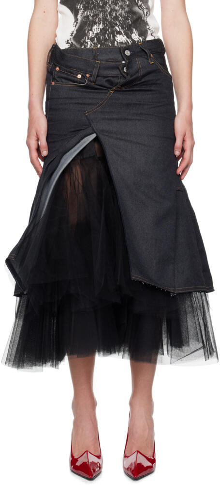 Junya Watanabe Indigo Wrapped Denim Maxi Skirt Cover