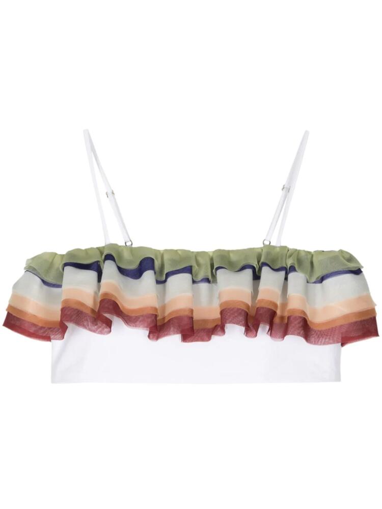 Rosie Assoulin stripe-print ruffle top - White Cover