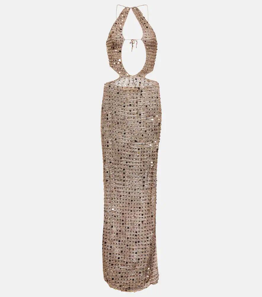 Aya Muse Morel cutout sequined maxi dress Cover