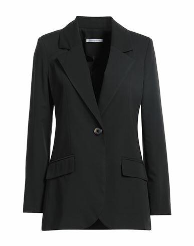 Biancoghiaccio Woman Blazer Black Polyester, Viscose, Elastane Cover