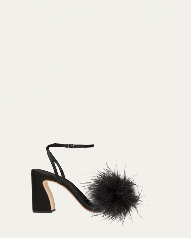 Loeffler Randall Minerva Satin Ostrich Feather Sandals Cover