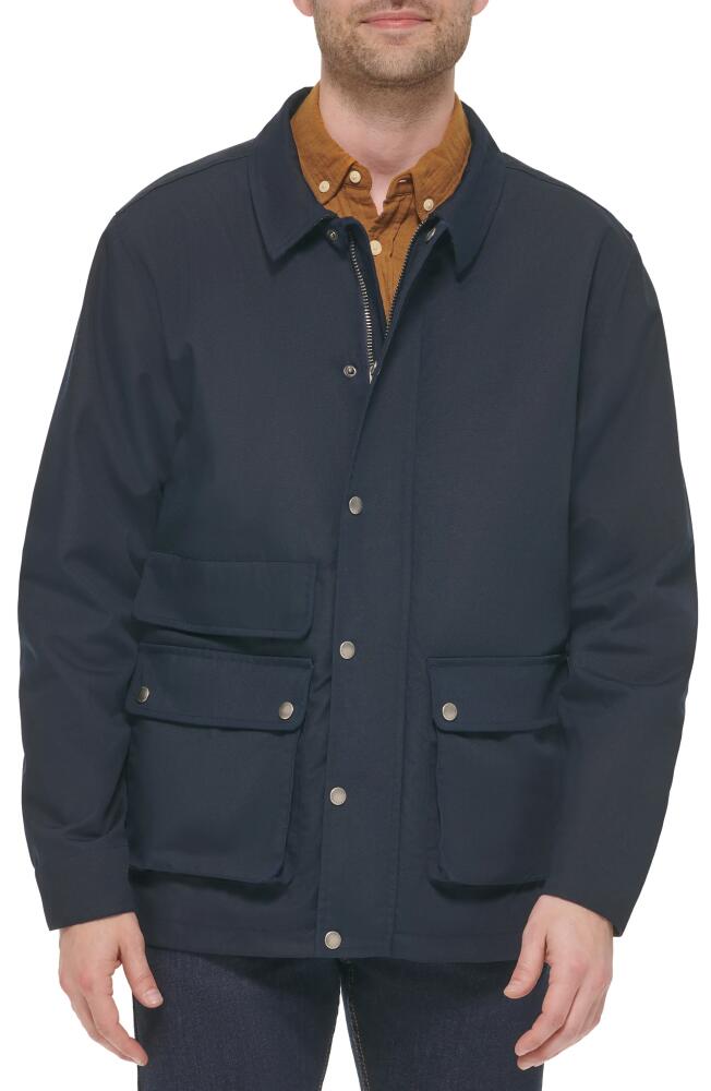 Cole Haan Waxed Cotton Rain Shirt Jacket in Navy Cover