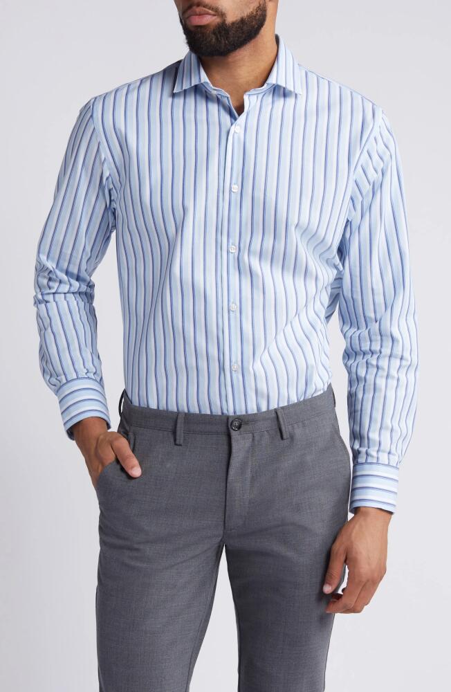 Nordstrom Trim Fit Easy Care Stripe Dress Shirt in Blue - White Deia Stripe Cover