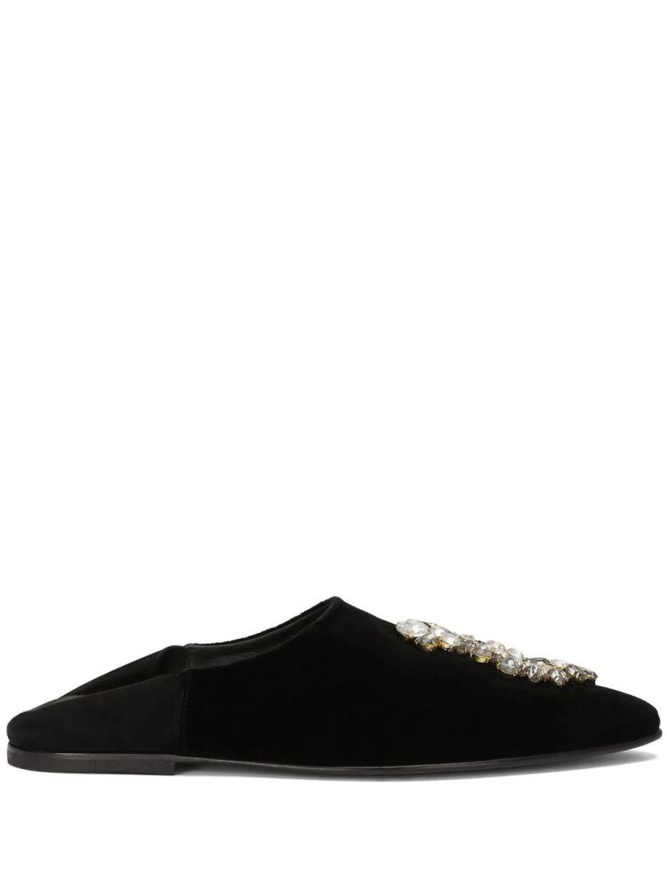 Dolce & Gabbana brooch-detail velvet slippers - Black Cover