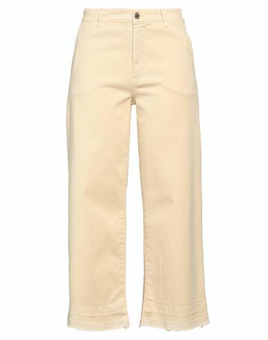 Avantgar Denim By European Culture Woman Pants Light yellow Cotton, Polyester, Elastane Cover