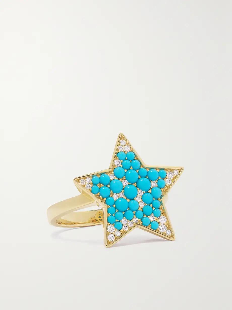 Robinson Pelham - Vega 18-karat Gold, Turquoise And Diamond Ring - 5 1/2 Cover